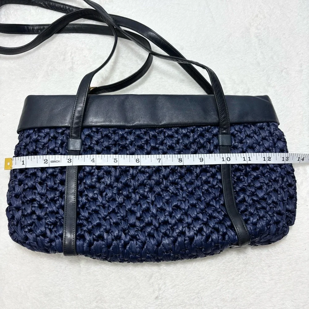 Morris Moskowitz Vintage Stylish Navy Blue Woven‎ Shoulder Bag
